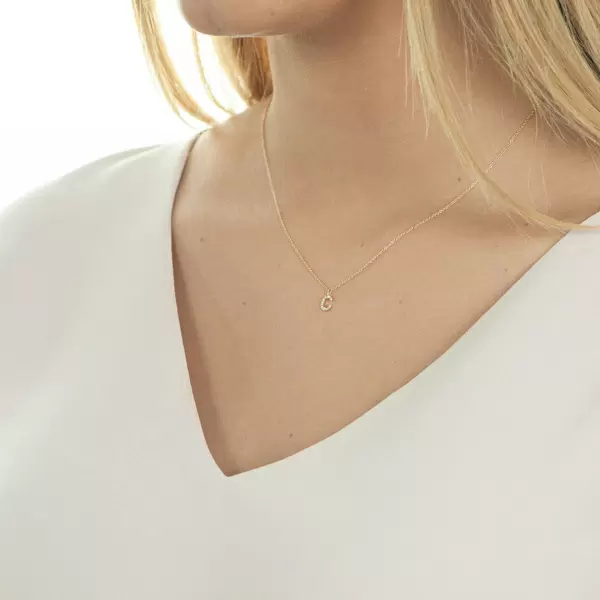 Leaf Jewelry Halskette Letter "C", 14 K Rosegold Mit Diamanten