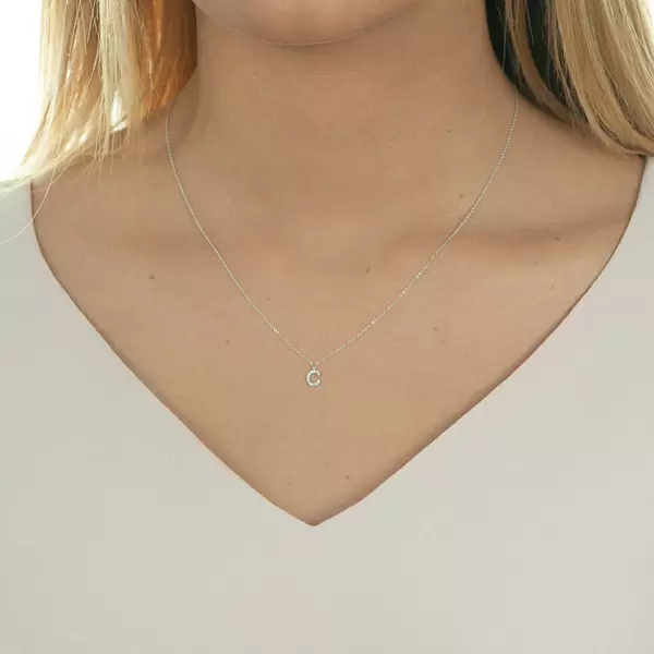 Leaf Jewelry Halskette Letter "C", 14 K Weißgold Mit Diamanten
