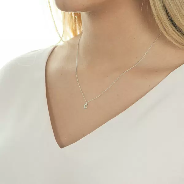 Leaf Jewelry Halskette Letter "C", 14 K Weißgold Mit Diamanten