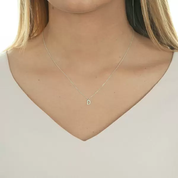 Leaf Jewelry Halskette Letter "D", 14 K Weißgold Mit Diamanten