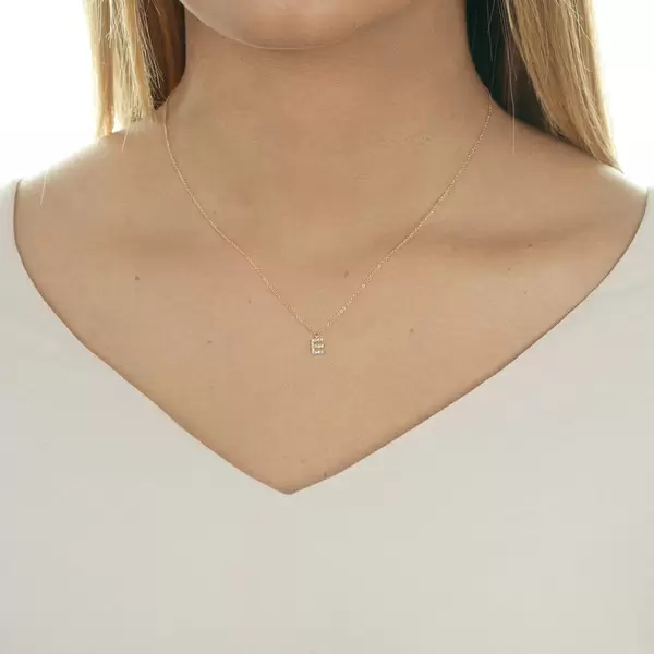 Leaf Jewelry Halskette Letter "E", 14 K Rosegold Mit Diamanten