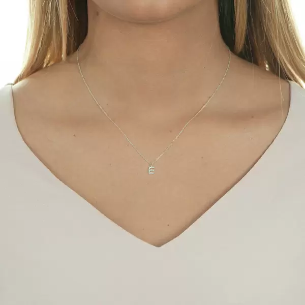 Leaf Jewelry Halskette Letter "E", 14 K Weißgold Mit Diamanten