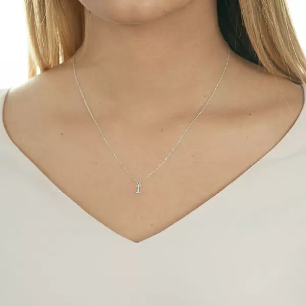 Leaf Jewelry Halskette Letter "I", 14 K Weißgold Mit Diamanten