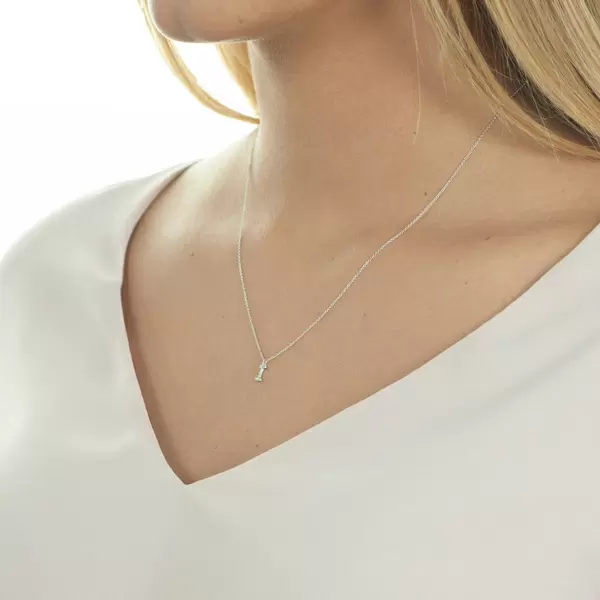 Leaf Jewelry Halskette Letter "I", 14 K Weißgold Mit Diamanten