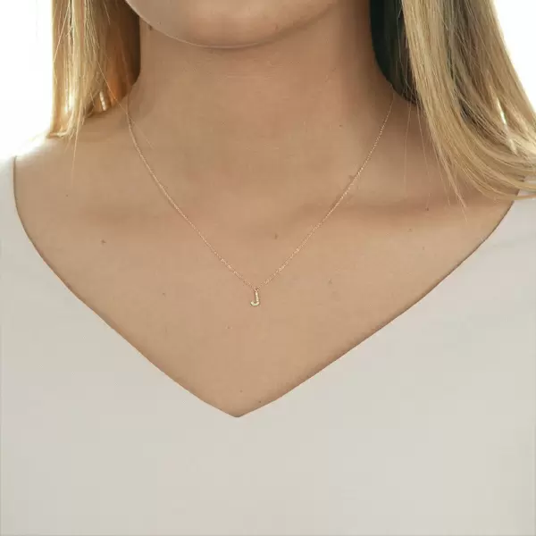 Leaf Jewelry Halskette Letter "J", 14 K Rosegold Mit Diamanten