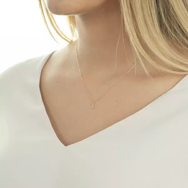 Leaf Jewelry Halskette Letter "J", 14 K Rosegold Mit Diamanten