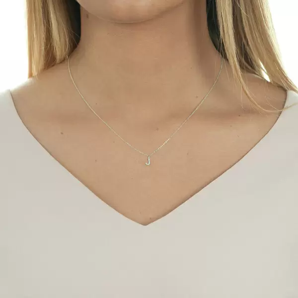 Leaf Jewelry Halskette Letter "J", 14 K Weißgold Mit Diamanten