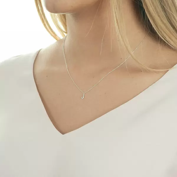 Leaf Jewelry Halskette Letter "J", 14 K Weißgold Mit Diamanten