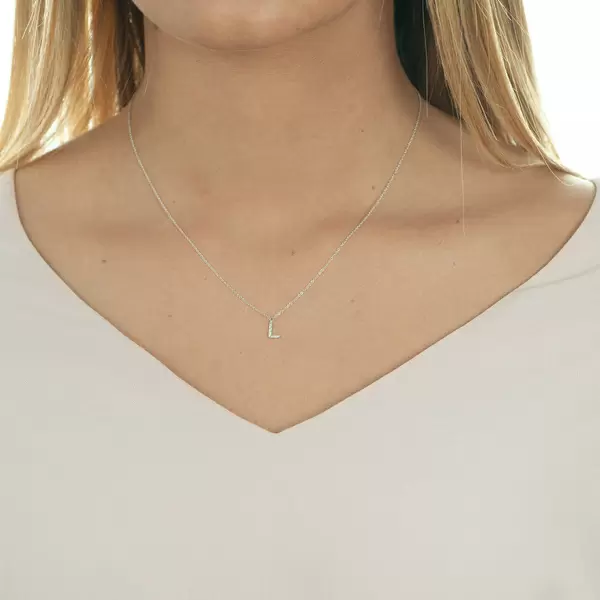 Leaf Jewelry Halskette Letter "L", 14 K Weißgold Mit Diamanten