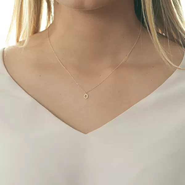 Leaf Jewelry Halskette Letter "O", 14 K Rosegold Mit Diamanten