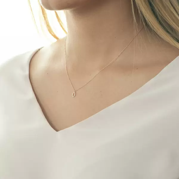Leaf Jewelry Halskette Letter "O", 14 K Rosegold Mit Diamanten