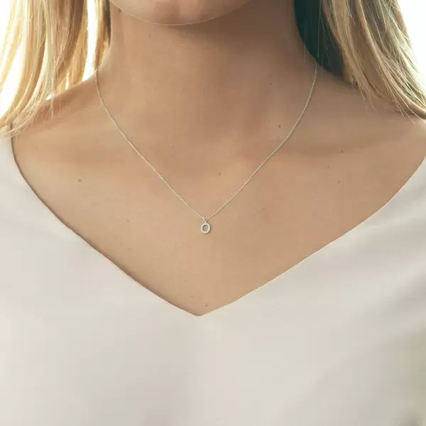 Leaf Jewelry Halskette Letter "O", 14 K Weißgold Mit Diamanten