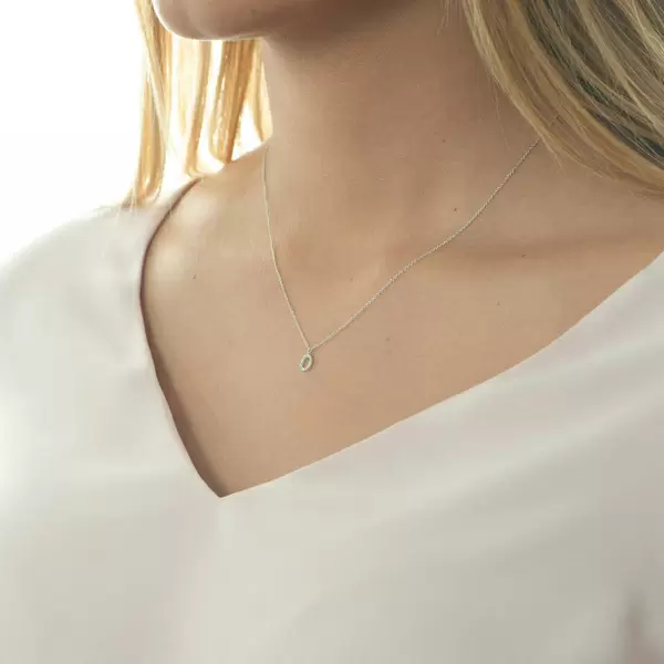 Leaf Jewelry Halskette Letter "O", 14 K Weißgold Mit Diamanten