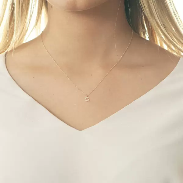 Leaf Jewelry Halskette Letter "S", 14 K Rosegold Mit Diamanten