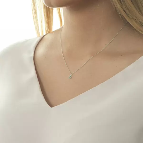 Leaf Jewelry Halskette Letter "S", 14 K Weißgold Mit Diamanten