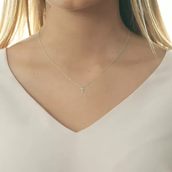 Leaf Jewelry Halskette Letter "T", 14 K Weißgold Mit Diamanten