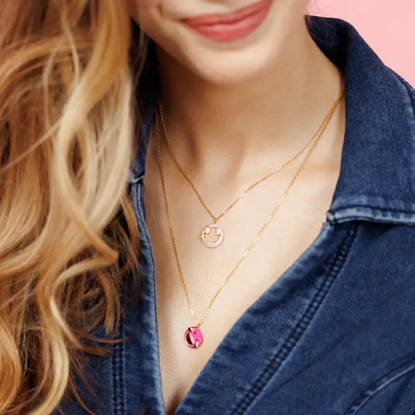 Leaf Jewelry Halskette "LOL" EMOJI, 18 K Gelbgold Vergoldet