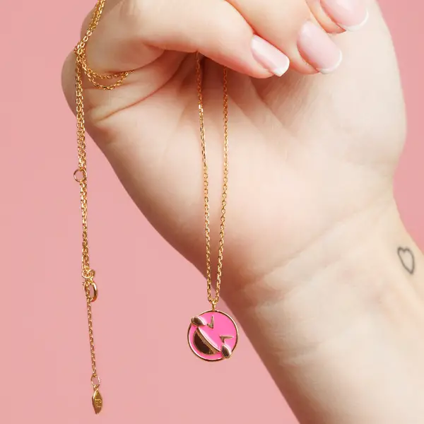 Leaf Jewelry Halskette "LOL" EMOJI, 18 K Gelbgold Vergoldet