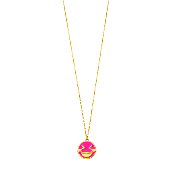 Leaf Jewelry Halskette "LOL" EMOJI, 18 K Gelbgold Vergoldet