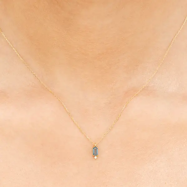 Leaf Jewelry Halskette London Blue Topas, 14K Gelbgold