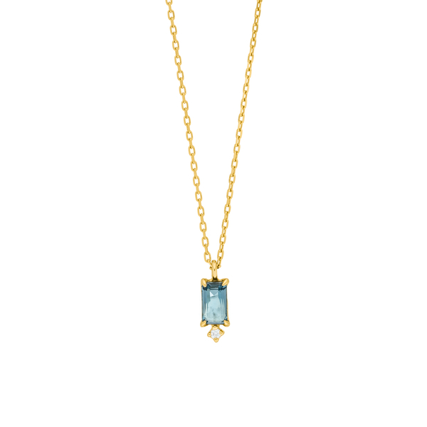 Leaf Jewelry Halskette London Blue Topas, 14K Gelbgold