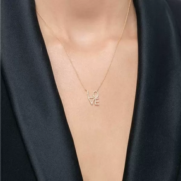 Leaf Jewelry Halskette Love Mit Diamanten, 18 K Gelbgold