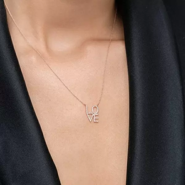 Leaf Jewelry Halskette Love Mit Diamanten, 18 K Roségold