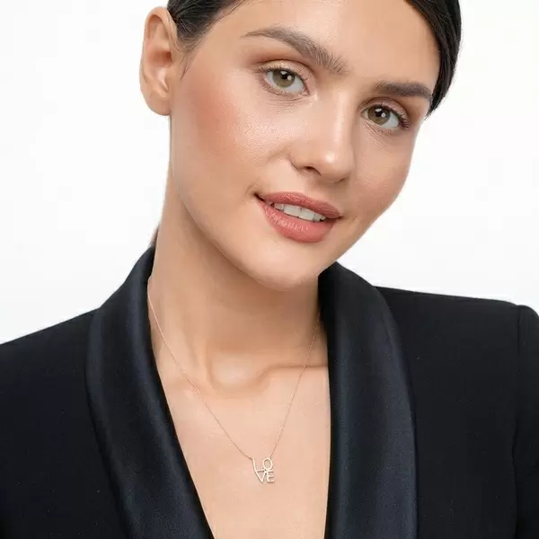 Leaf Jewelry Halskette Love Mit Diamanten, 18 K Roségold