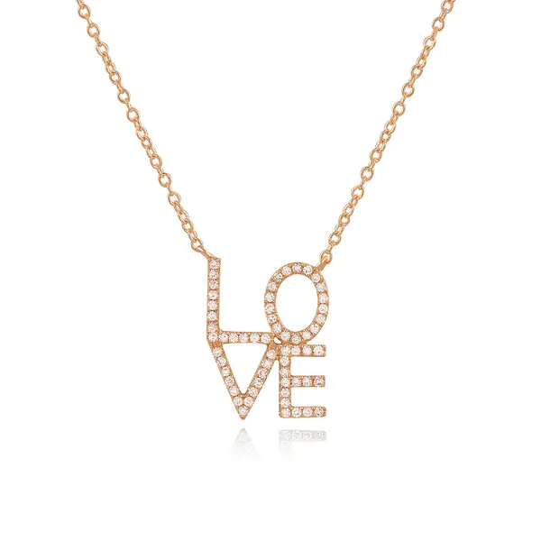 Leaf Jewelry Halskette Love mit Diamanten, 18 K Roségold