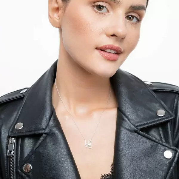 Leaf Jewelry Halskette Love Mit Diamanten, 18 K Weissgold