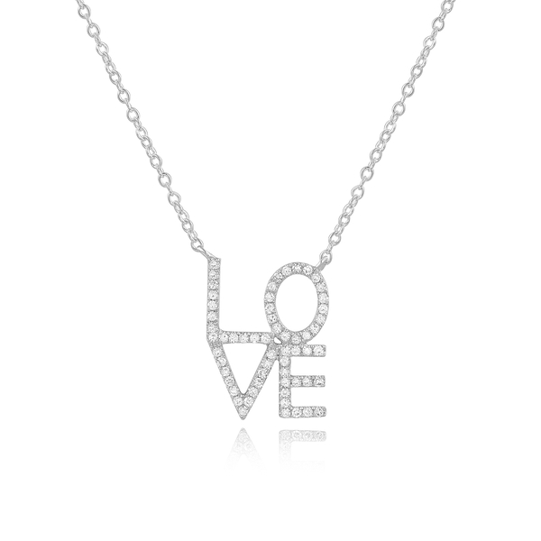 Leaf Jewelry Halskette Love mit Diamanten, 18 K Weissgold