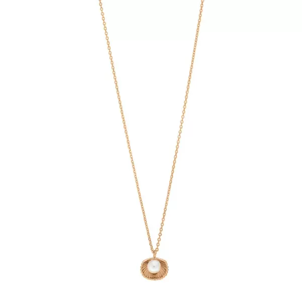Leaf Jewelry Halskette Muschel Mit Perle, 18 K Rosegold Vergoldet