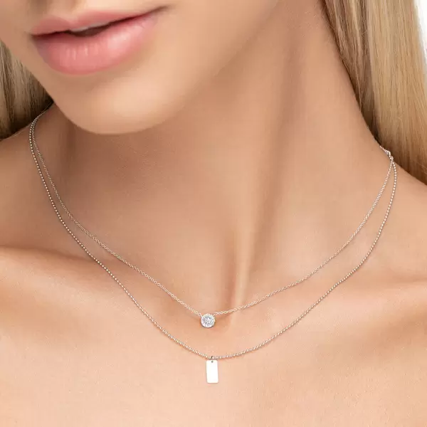 Leaf Jewelry Halskette Pavé II Mit Diamanten, 18 K Weissgold