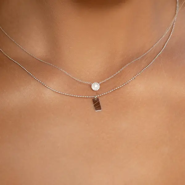 Leaf Jewelry Halskette Pavé II Mit Diamanten, 18 K Weissgold