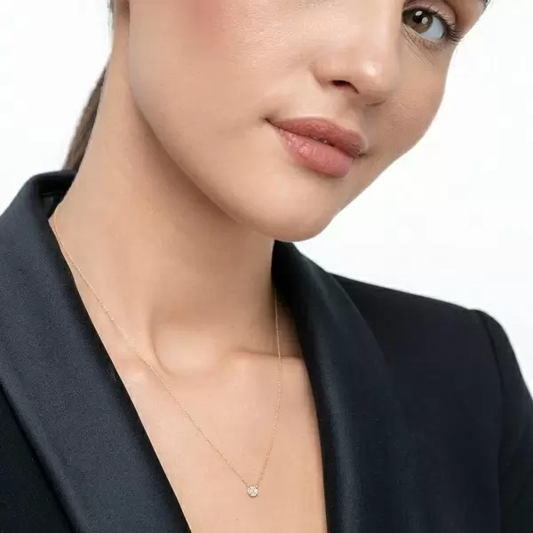 Leaf Jewelry Halskette Pavé Mit Diamanten, 18 K Gelbgold