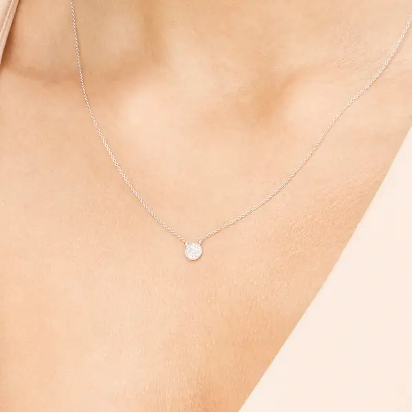 Leaf Jewelry Halskette Pavé Mit Diamanten, 18 K Weissgold