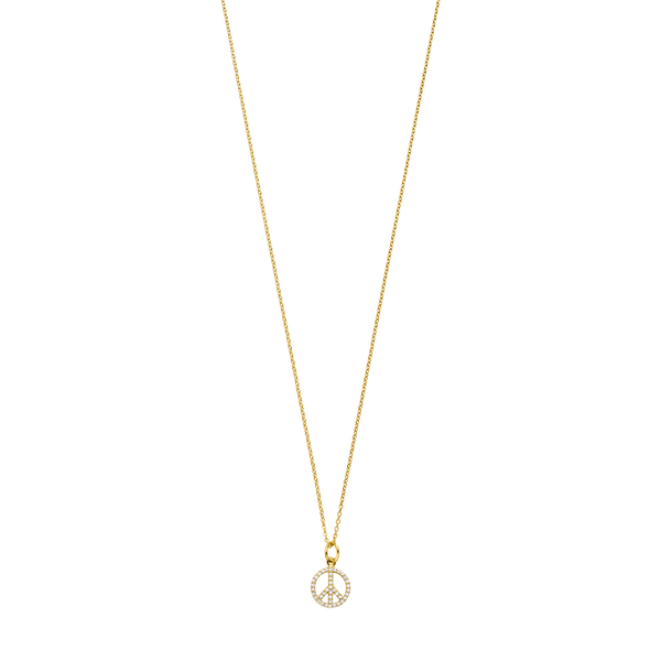 Leaf Jewelry Halskette Peace Mit Zirkonia, 18 K Gelbgold Vergoldet