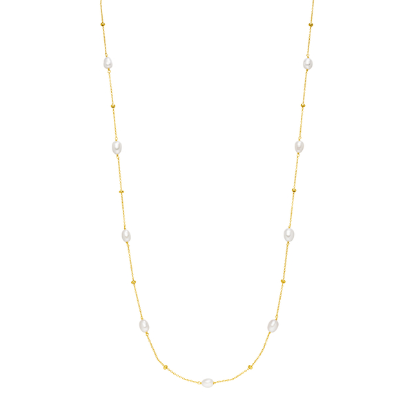 Leaf Jewelry Halskette Perlen Basic, 18 K Gelbgold Vergoldet