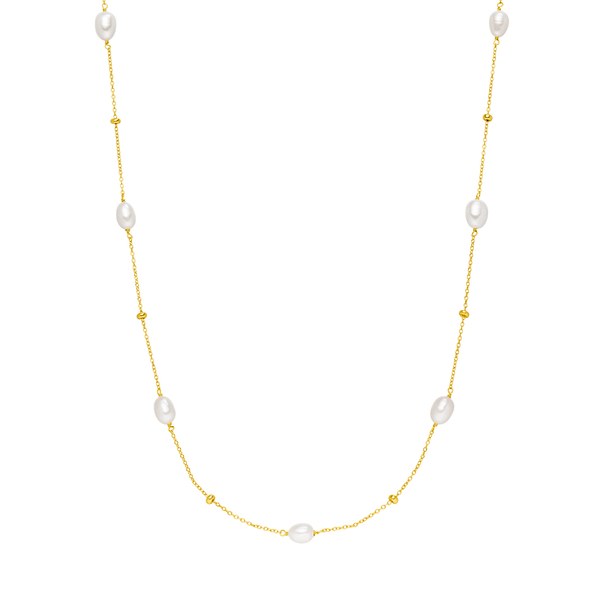 Leaf Jewelry Halskette Perlen Basic, 18 K Gelbgold Vergoldet