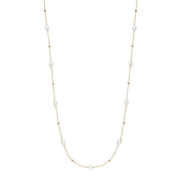 Leaf Jewelry Halskette Perlen Basic, 18 K Rosegold Vergoldet