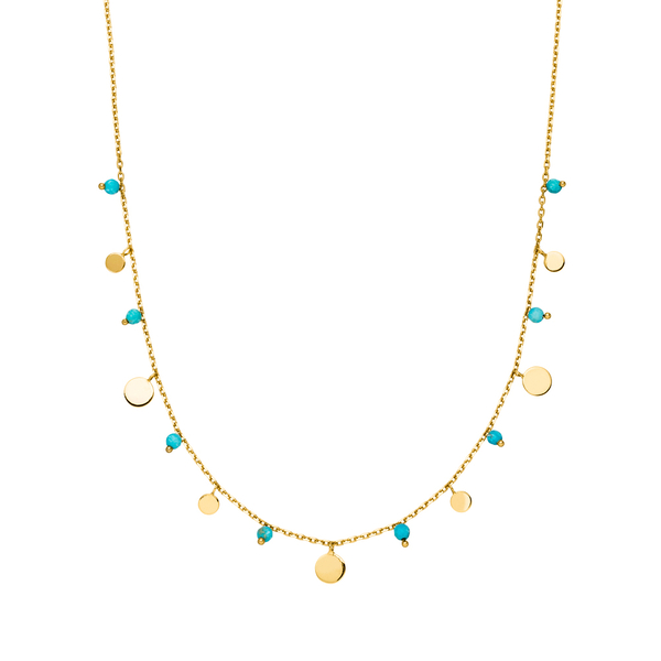 Leaf Jewelry Halskette Platelet Türkis, 18 K Gelbgold vergoldet