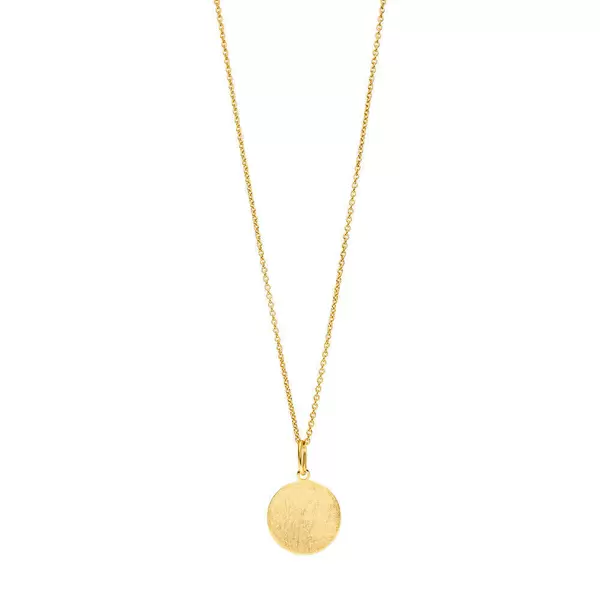 Leaf Jewelry Halskette Plättchen 14mm, 50cm lang, 18 K gelbgold vergoldet