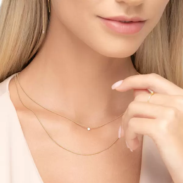 Leaf Jewelry Halskette Pure Double, Diamant, 14 K Gelbgold