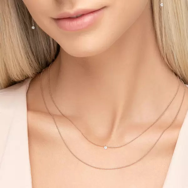 Leaf Jewelry Halskette Pure Double, Diamant, 14 K Rosegold