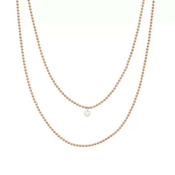 Leaf Jewelry Halskette Pure Double, Diamant, 14 K Rosegold