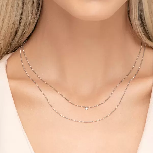 Leaf Jewelry Halskette Pure Double, Diamant, 14 K Weißgold