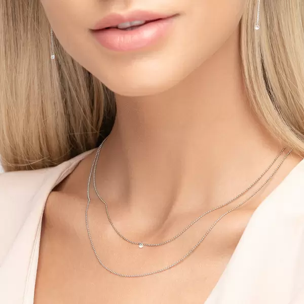 Leaf Jewelry Halskette Pure Double, Diamant, 14 K Weißgold