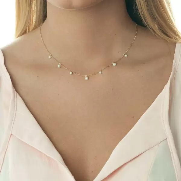 Leaf Jewelry Halskette Rain Drop, 18 K Gelbgold Vergoldet, Perle