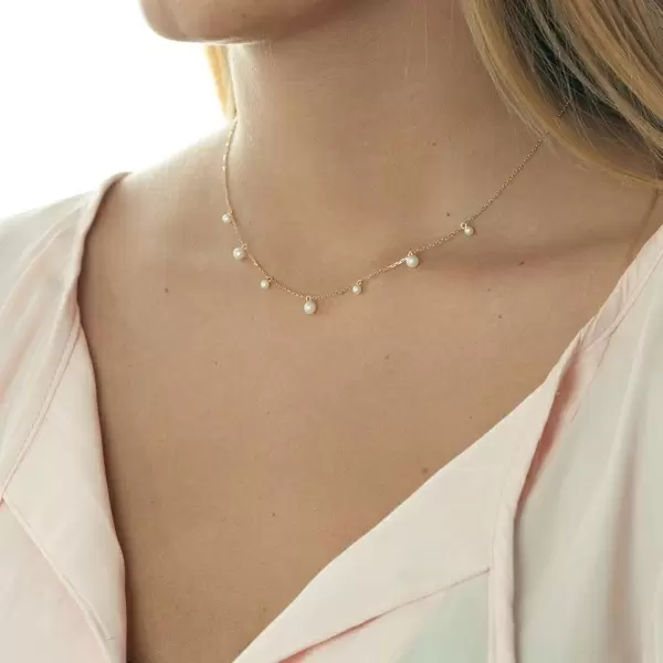 Leaf Jewelry Halskette Rain Drop, 18 K Gelbgold Vergoldet, Perle