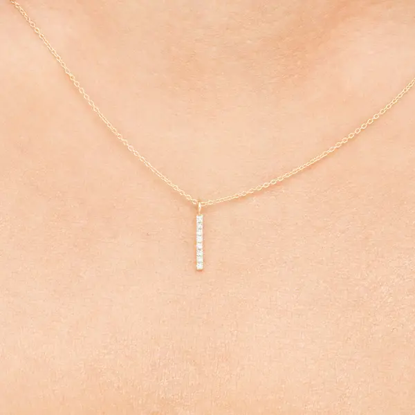 Leaf Jewelry Halskette Small Bar, Diamant, 14 K Gelbgold